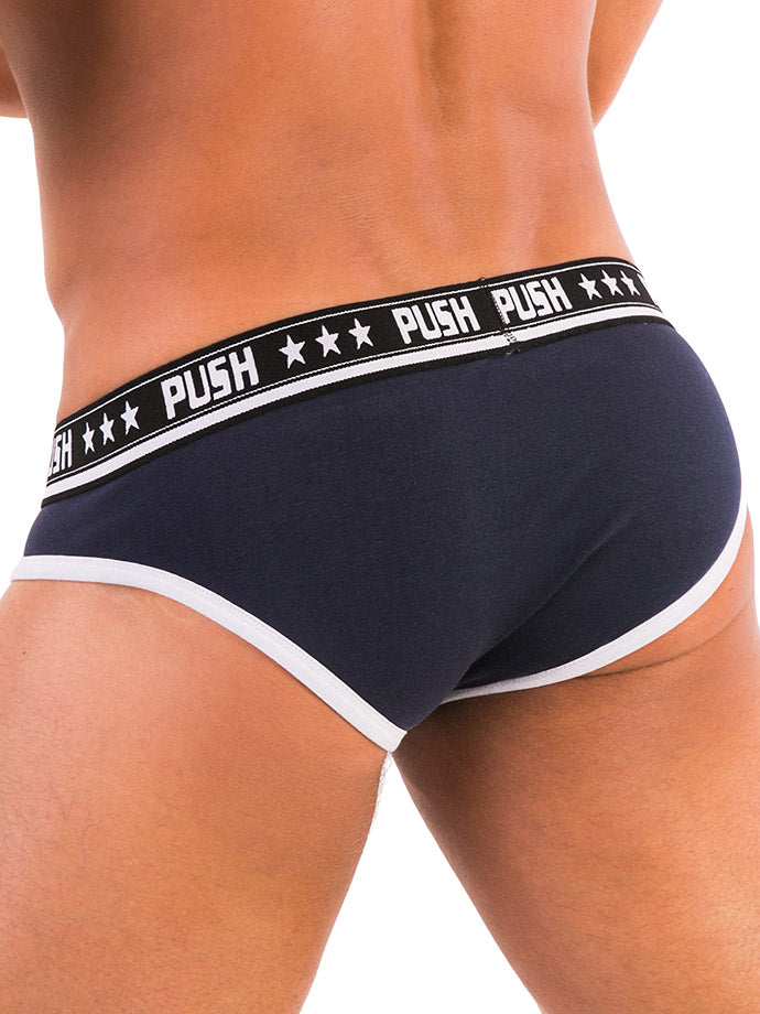 - Push - Premium Cotton Brief - Navy/Weiß