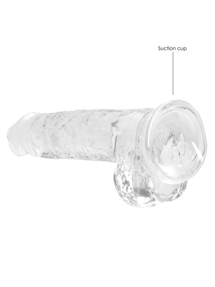 RealRock - Dildo 8 inch mit Hoden - Crystal Clear