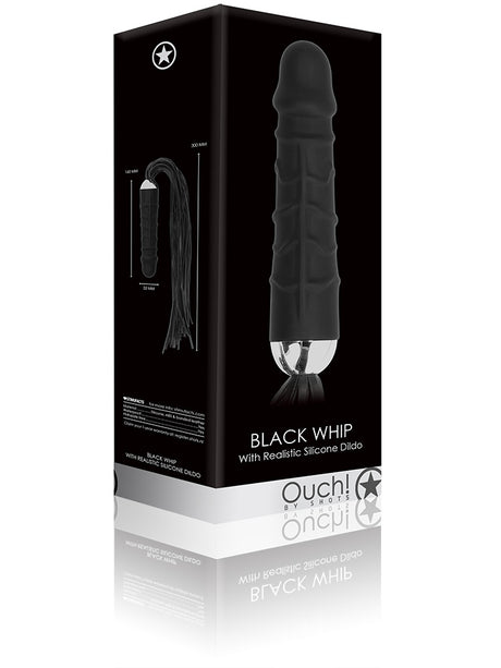 OUCH! Schwarze Peitsche mit realistischem Silikon Dildo