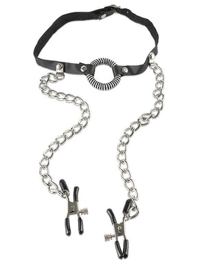 Fetish Fantasy - O-Ring Mundknebel m. Brustklemmen