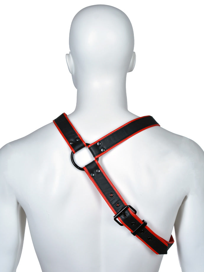 Gladiator Leder Harness Y-Style - Schwarz/Rot