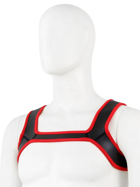 Puppy Play Neopren Harness - Rot/Schwarz