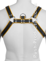 Echtledergeschirr BDSM Top Harness - Schwarz/Gelb
