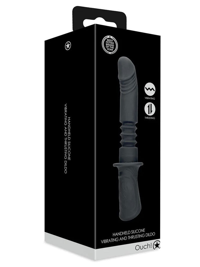Handheld Silicone Vibrating and Thrusting Dildo