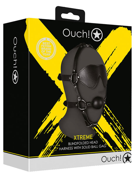 OUCH! Xtreme Blindfold Head Harness Solid Ball Gag