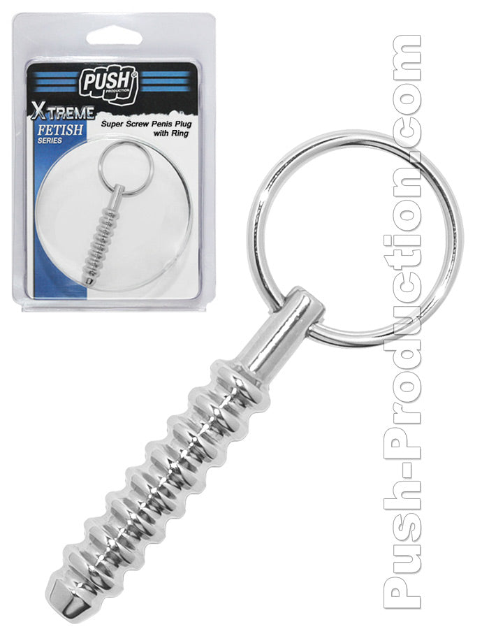 Push Xtreme Fetish - Super Screw Penis Plug with Ring