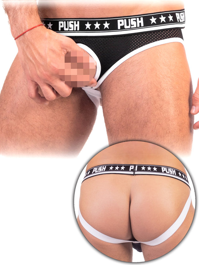 '- Push - Premium Mesh Cockfoster - Schwarz/Weiß