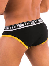 - Push - Premium Cotton Brief - Schwarz/Gelb