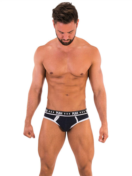 - Push - Premium Cotton Brief - Navy/Weiß