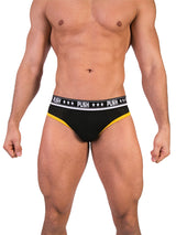 - Push - Premium Mesh Hole Brief - Schwarz/Gelb