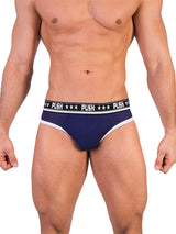 - Push - Premium Mesh Hole Brief - Navy/Weiß