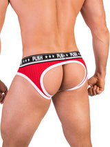- Push - Premium Mesh Hole Brief - Rot/Weiß