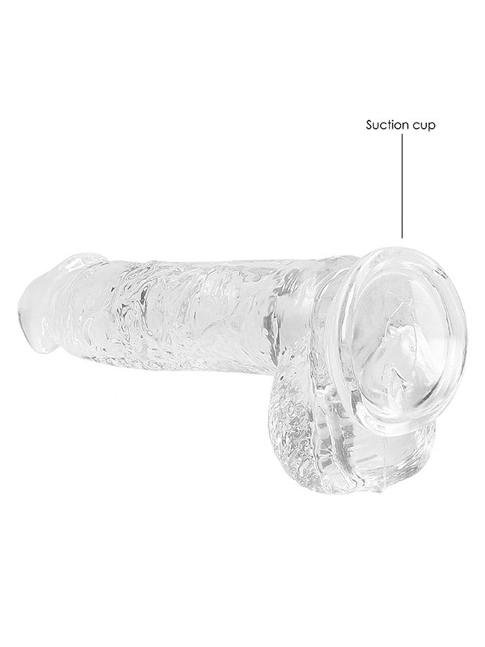 RealRock - Dildo 6 inch mit Hoden - Crystal Clear