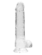 RealRock - Dildo 8 inch mit Hoden - Crystal Clear